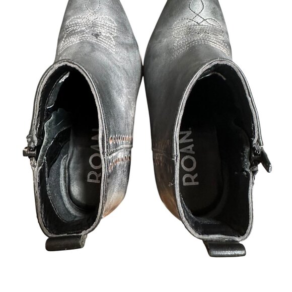 Roan By Bed Stu Gray Leather Distressed Ankle Boots Zip Western Stitching Size 6 - Picture 7 of 9
